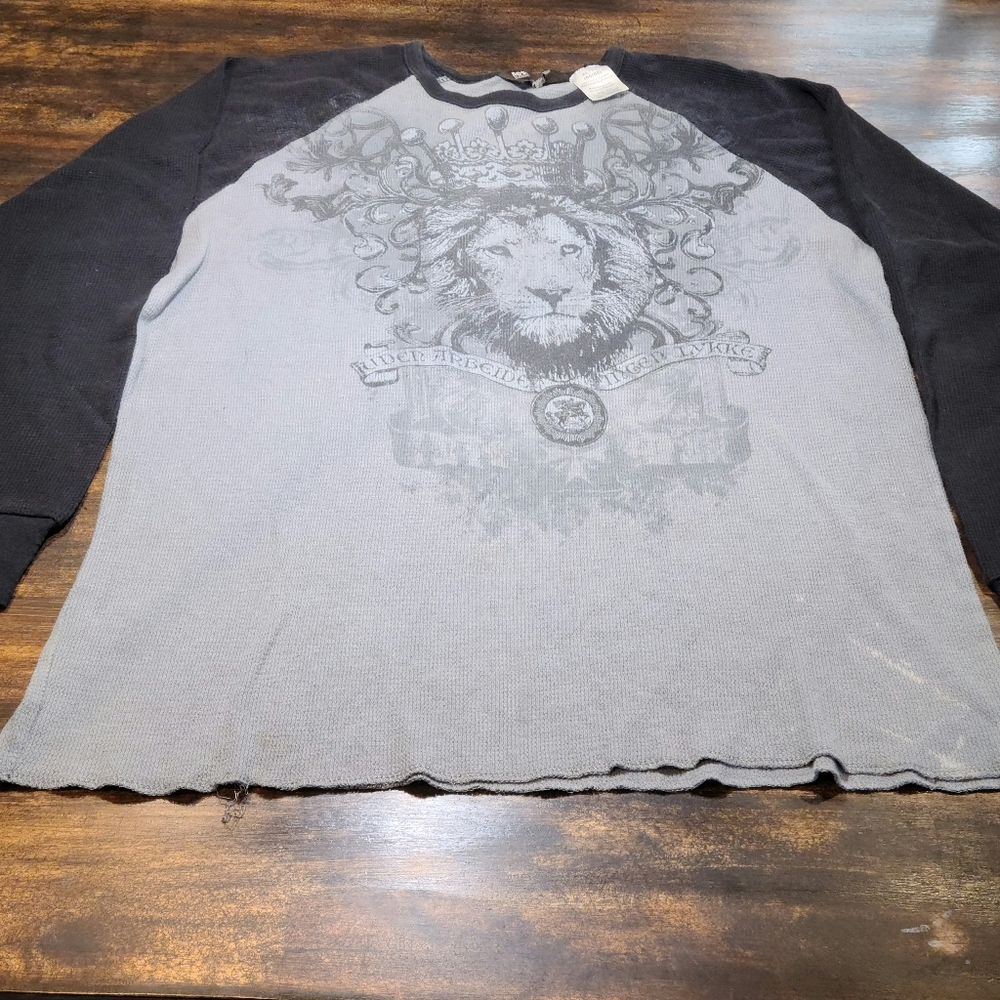 Vintage 00s No Boundaries men's graphic waffle knit thermal tee